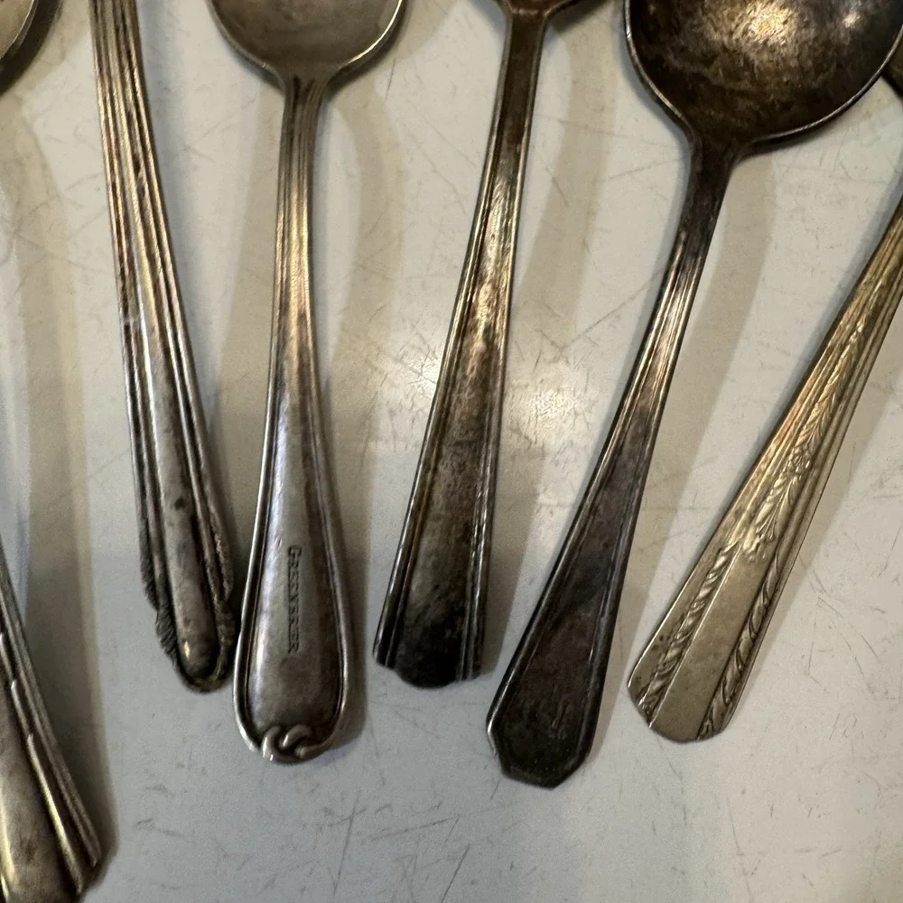 Antique Silverplate Silverware Mixed Flatware Lot 6 Pieces Spoons Forks Set Old‎